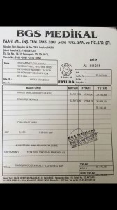 Invoice from Turkey wholesalers